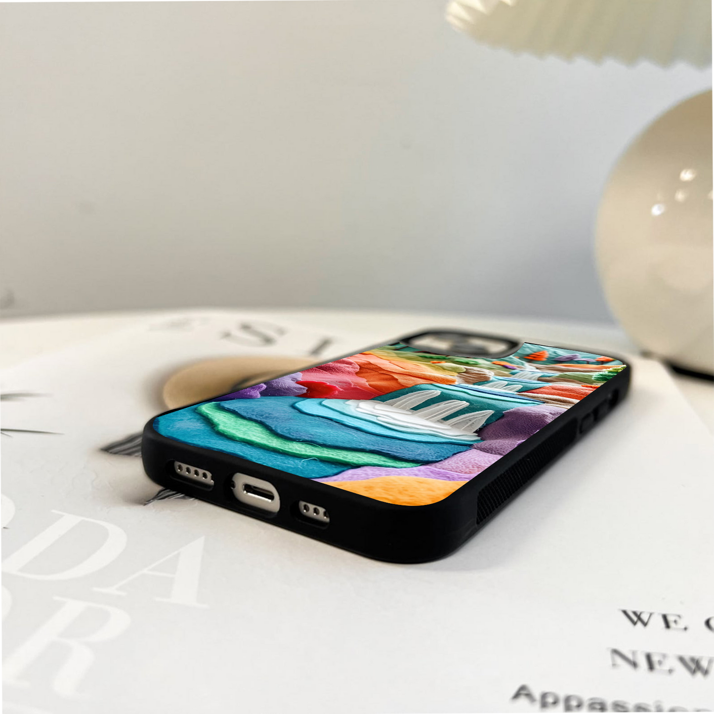 Rainbow Felt Falls Glass Case