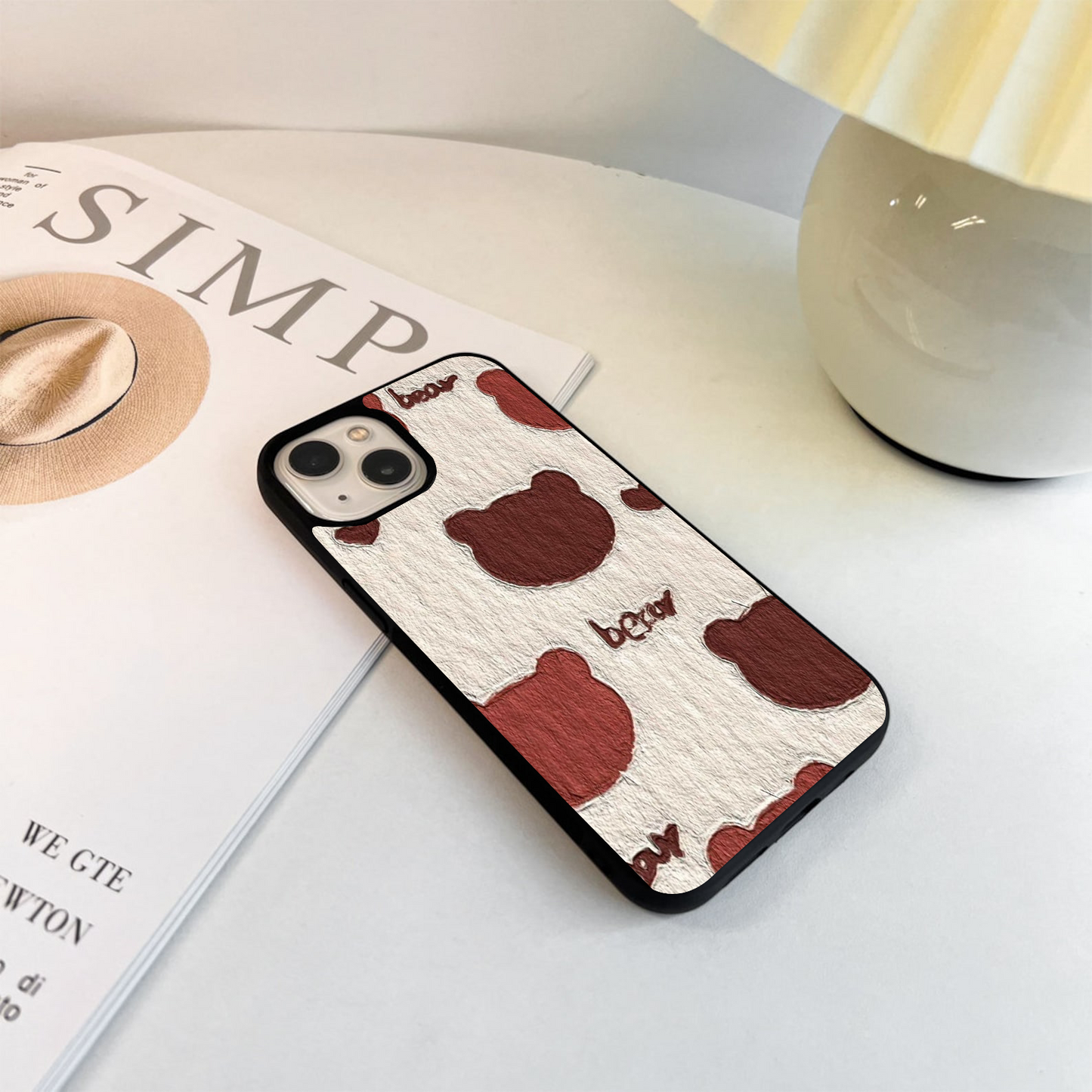 Rustic Teddy Charm Glass Case