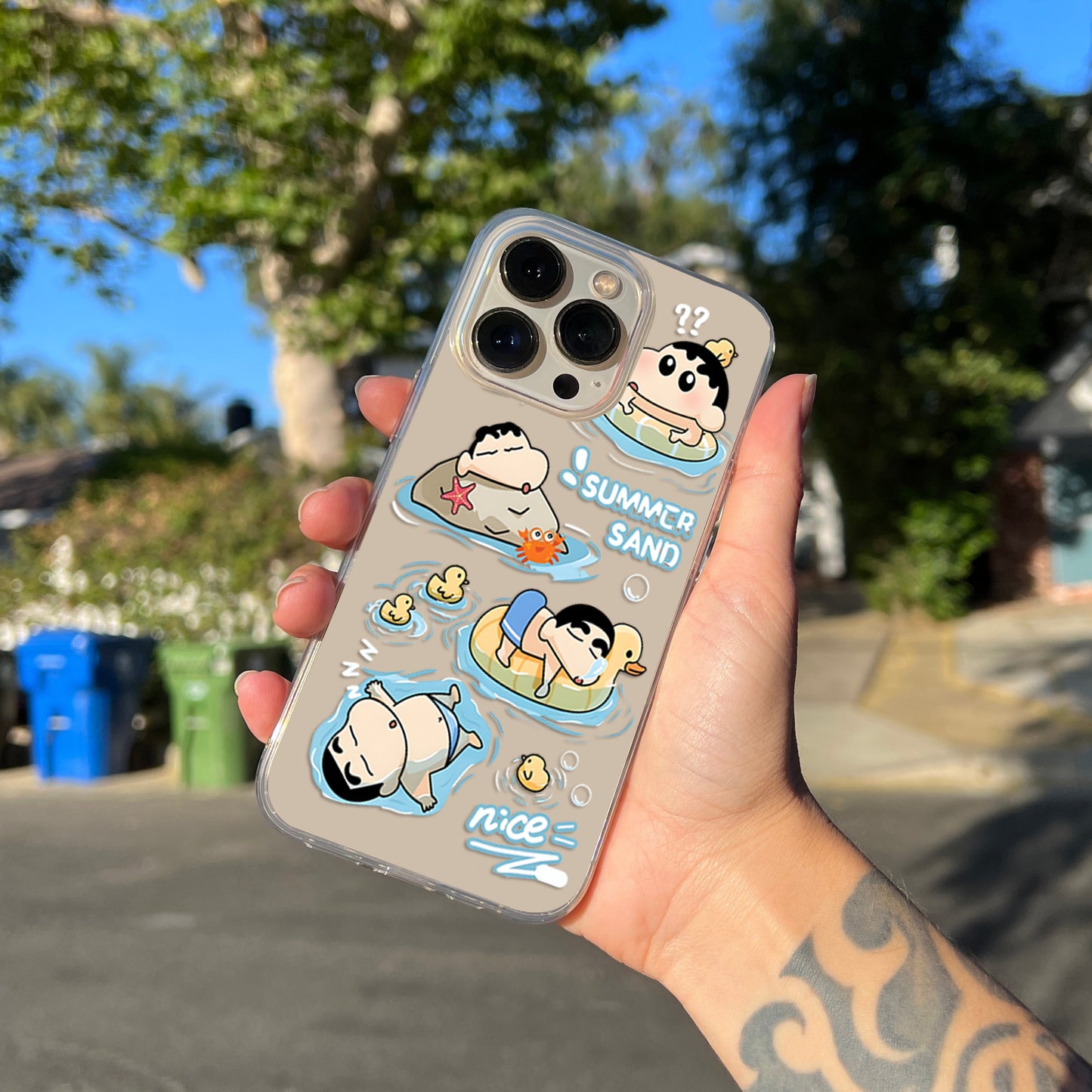 Cute Summer Shinchan Clear Silicon Cover