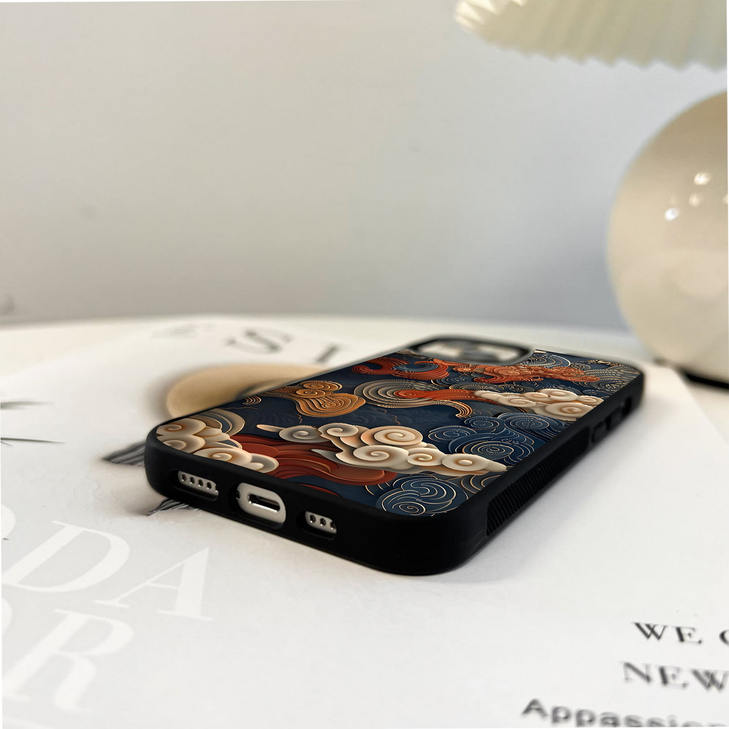 Sculpted Clouds Design Glass Case