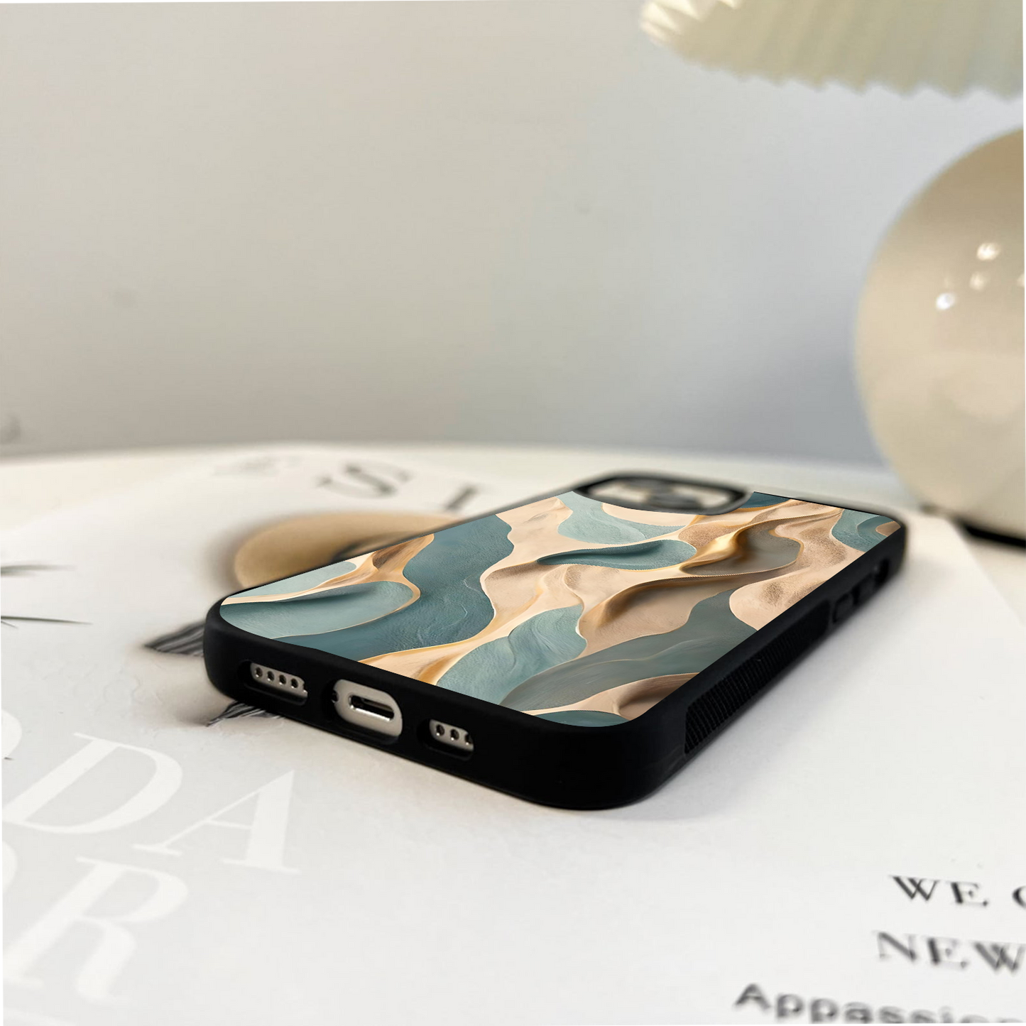 Golden Dune Waves Glass Case