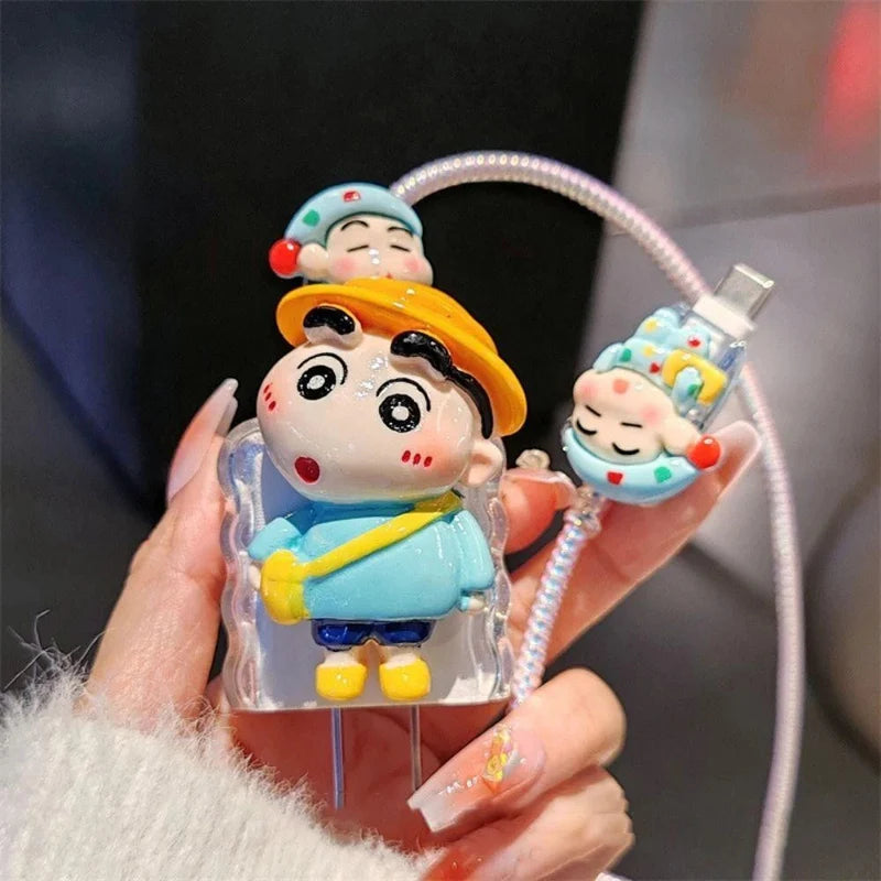 Kawaii Shinchan Charger Silicon Apple IPhone Charger Case | Lightning Charger/Cable Protector Cover for iPhone