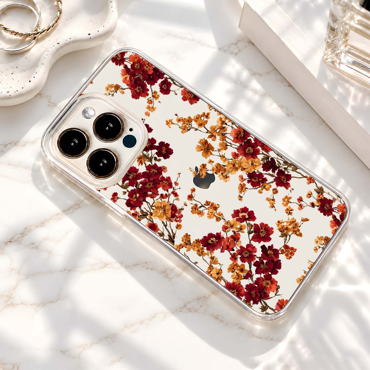 Autumn Floral Pattern Clear Silicon Cover