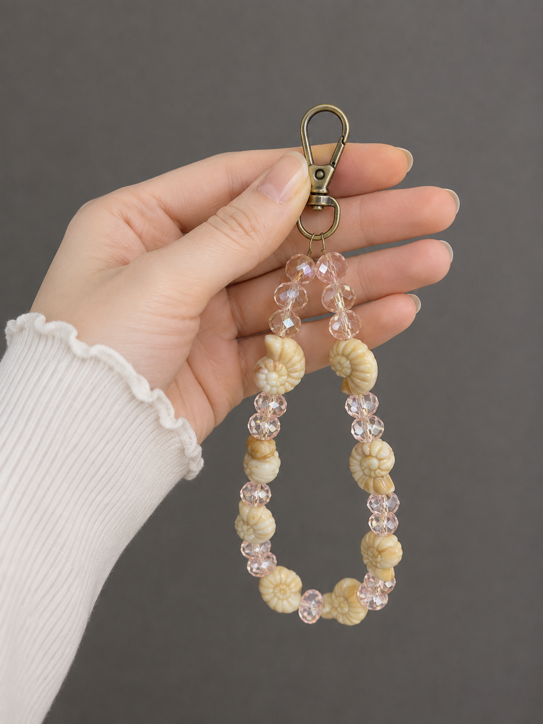 Blush Shell Crystal Phone Charm