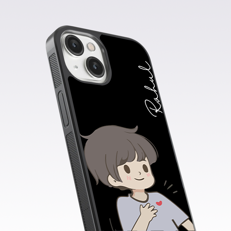 Cute Couple Firing Heart Glass Case ( 2 FREE Keychains )