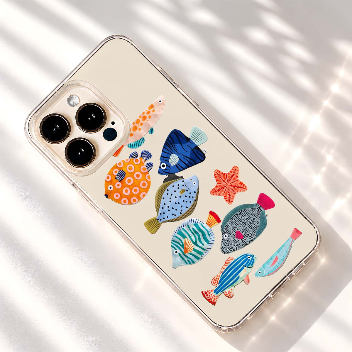 Colorful Triangle Fish Clear Silicon Cover