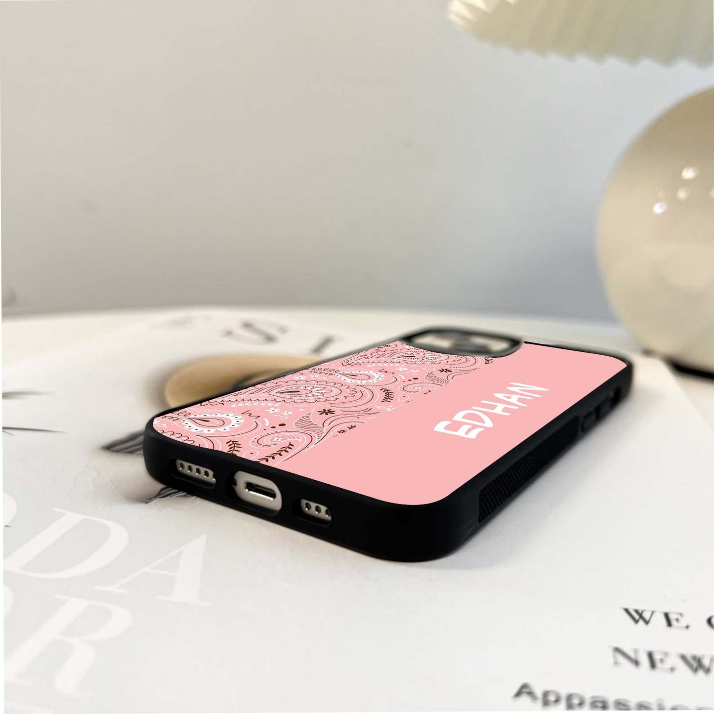Custom Name Pink Link Art Glass Case