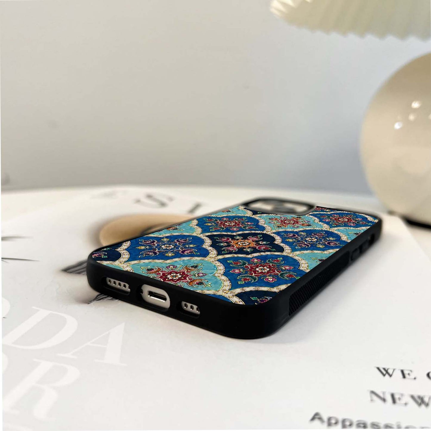 Blue Floral Pattern Glass Case