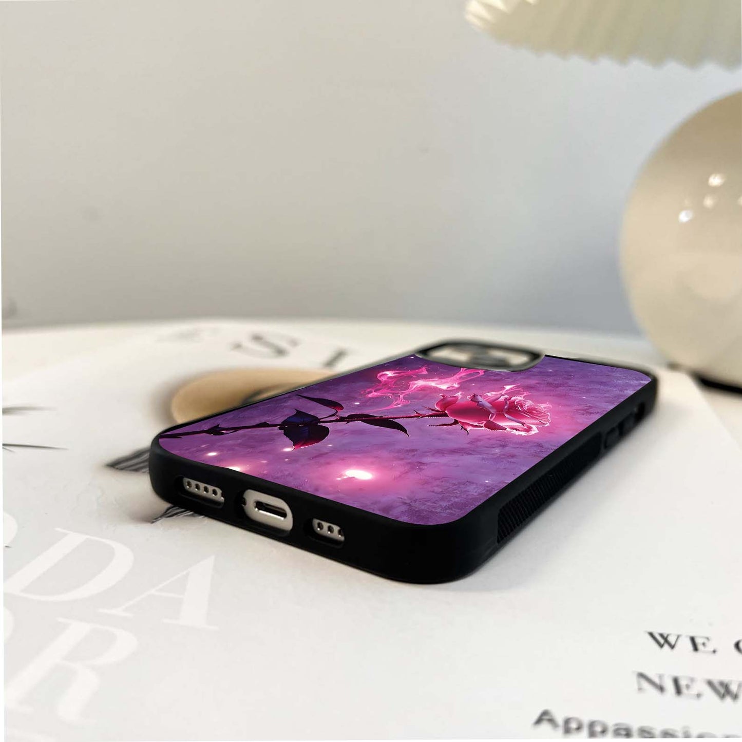 Ethereal Rose Flame Glass Case