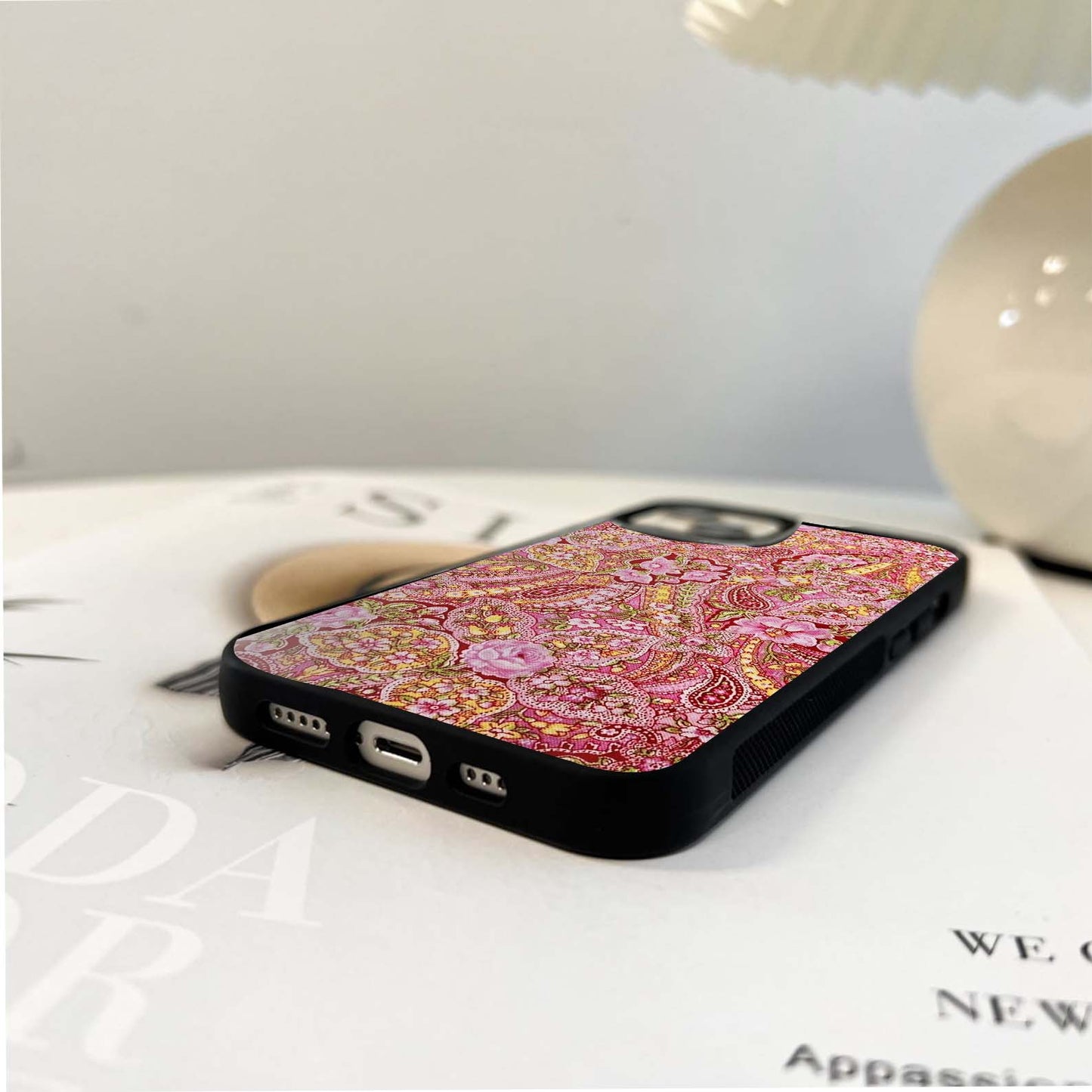 Pink Paisley Blossom Glass Case