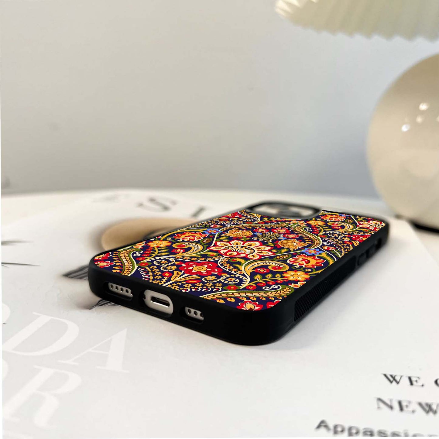 Midnight Floral Tapestry Glass Case
