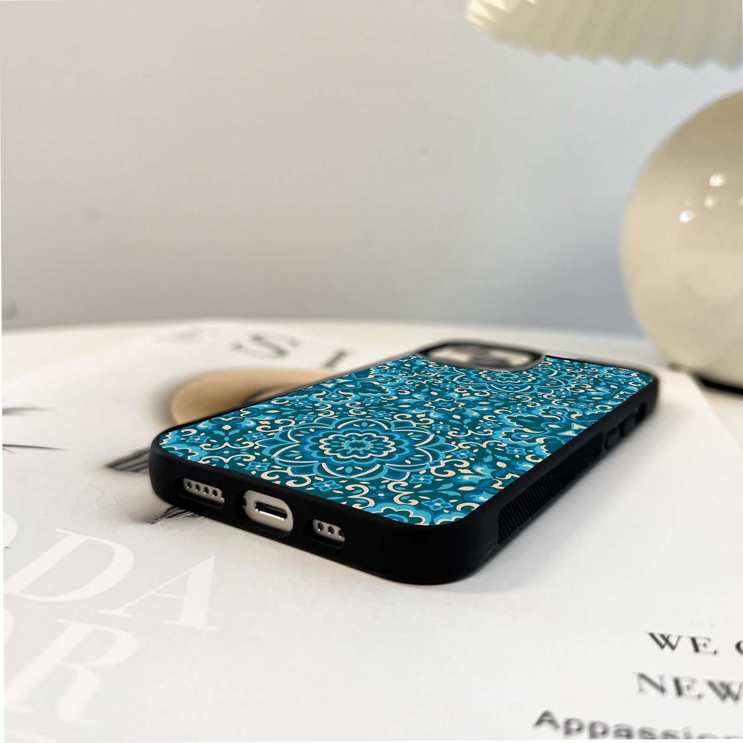 Azure Mandala Blossom Glass Case