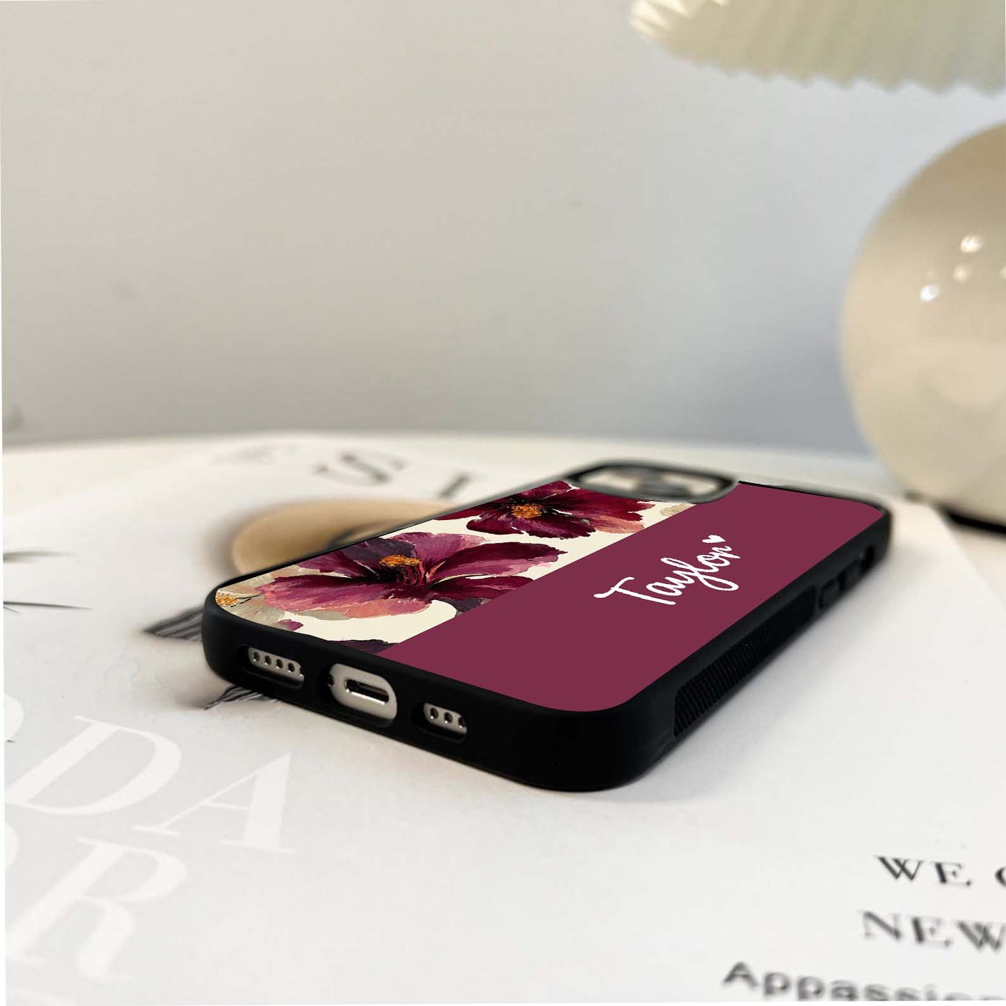 Custom Name Velvet Petal Dream Glass Case