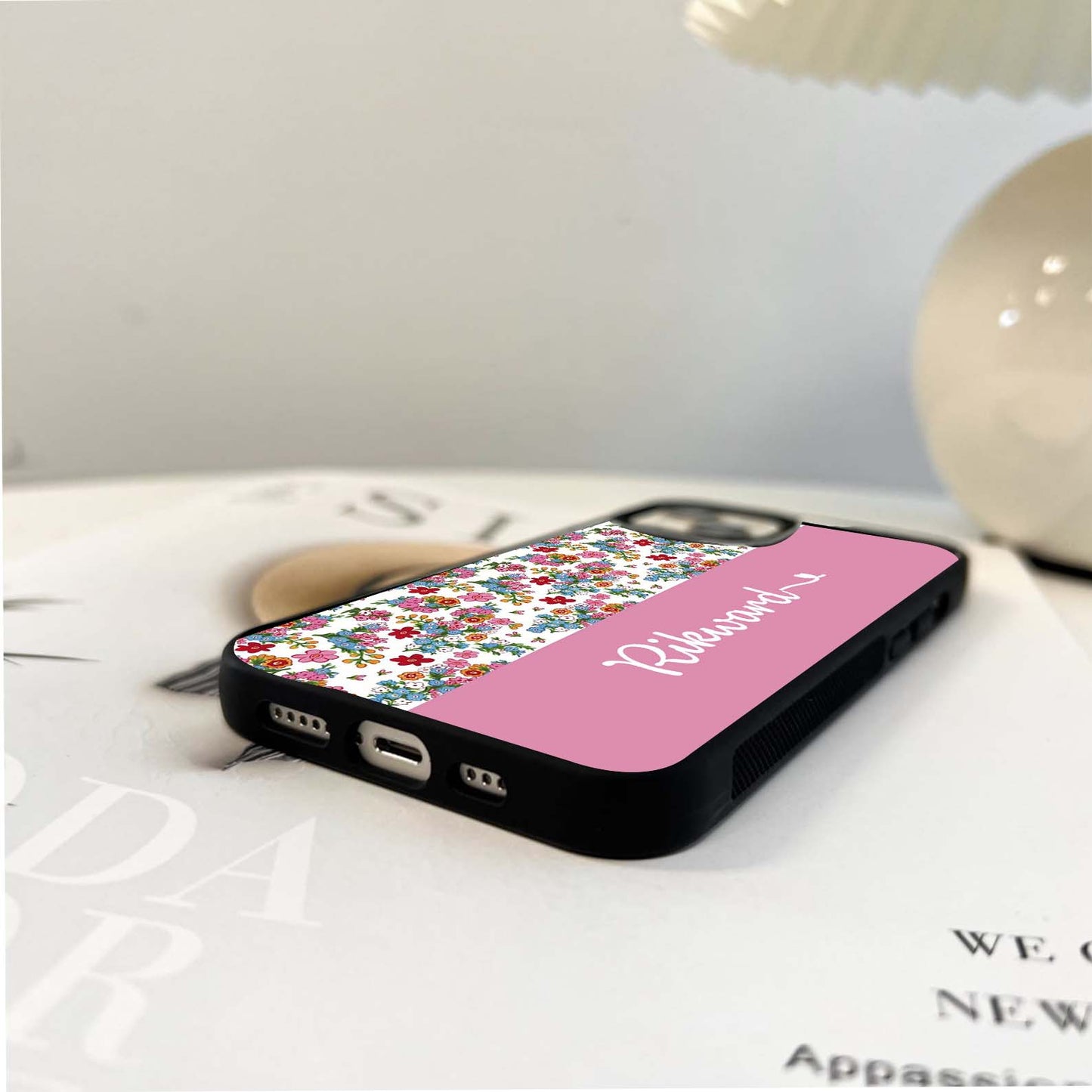 Custom Name Vintage Floral Glass Case