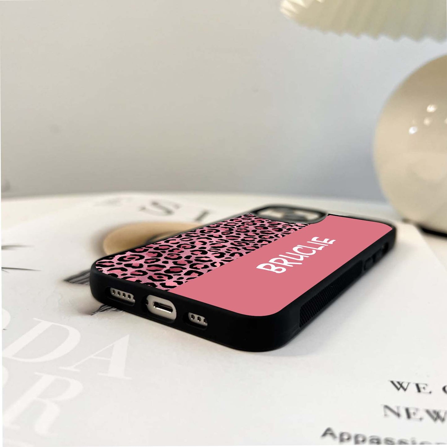 Pink Leopard Custom Name Glass Case