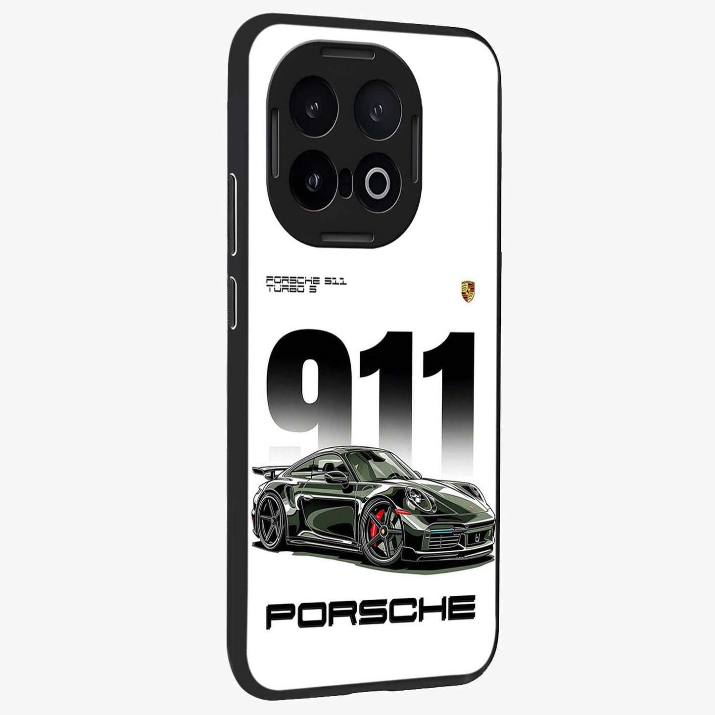 911 Turbo Dominance Glass Case upright perspective showcasing powerful racing design and modern automotive aesthetic.