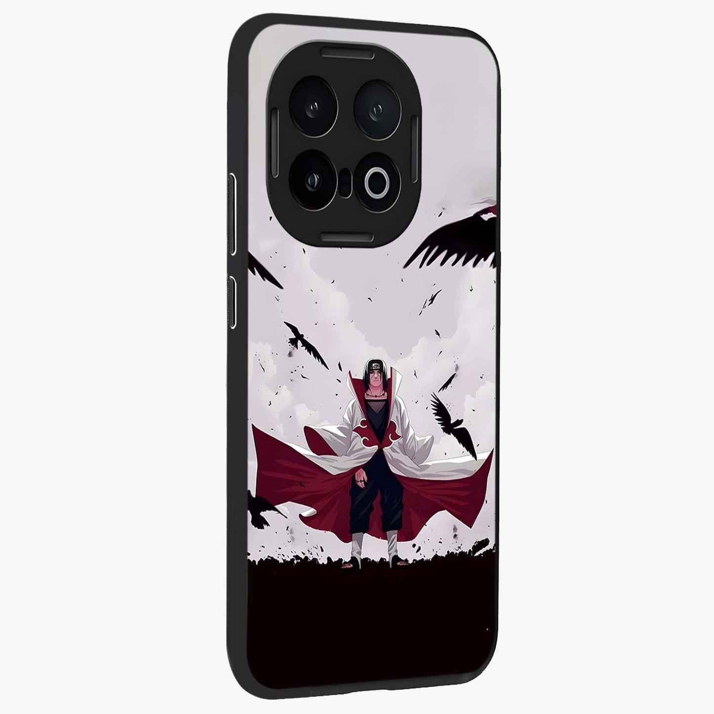 Crimson Crow Ascension Glass Case upright view showcasing dramatic crow artwork with bold gothic theme.