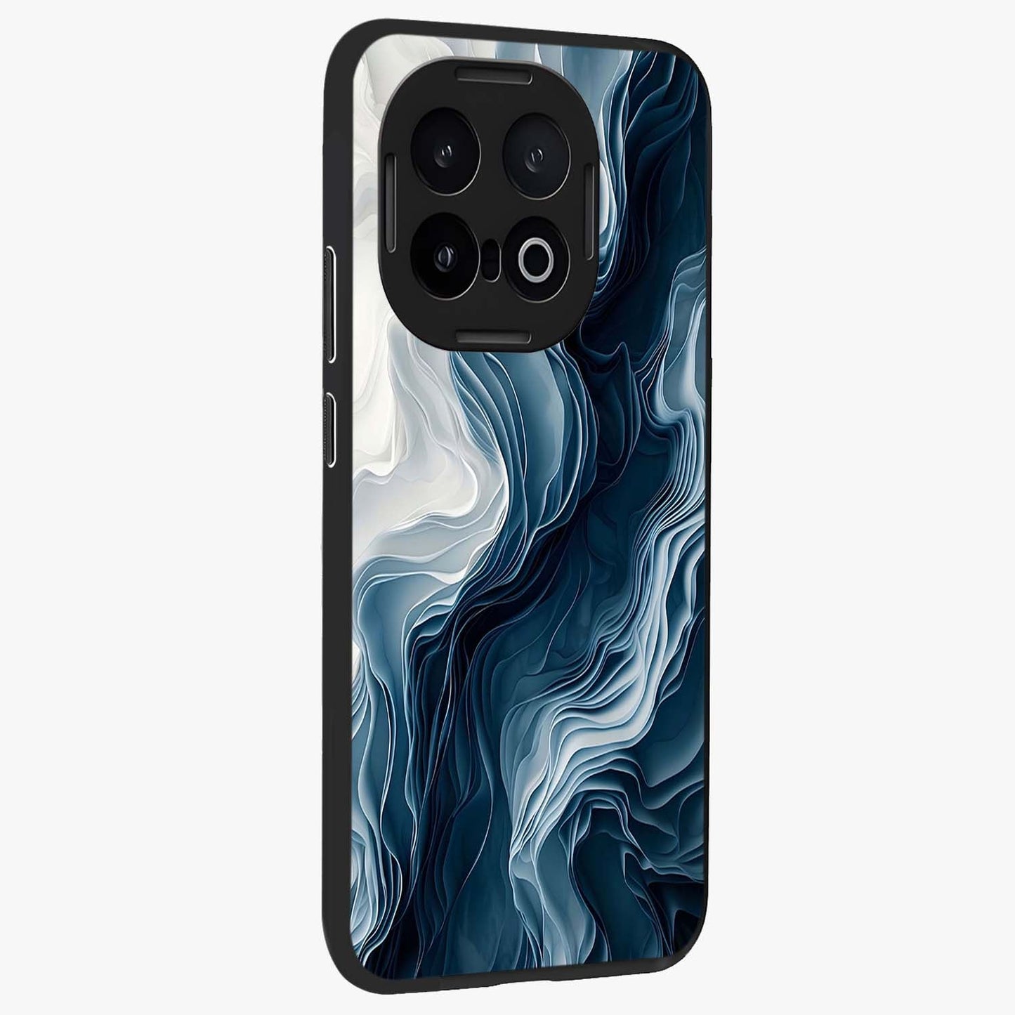 Ethereal Paper Marble Glass Case upright view showcasing smooth marble artwork with refined minimalist theme.