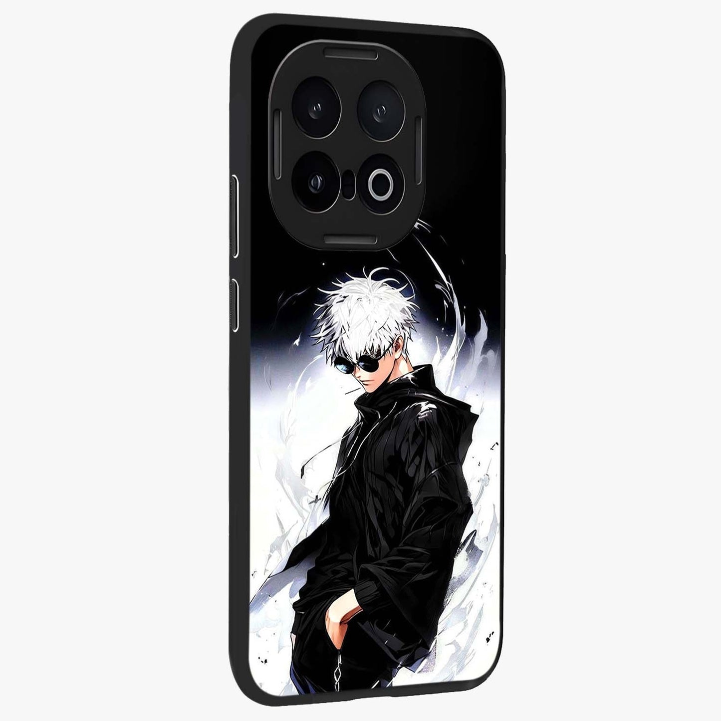 Limitless Shadow King Glass Case upright view showcasing bold shadow warrior artwork with epic fantasy theme.