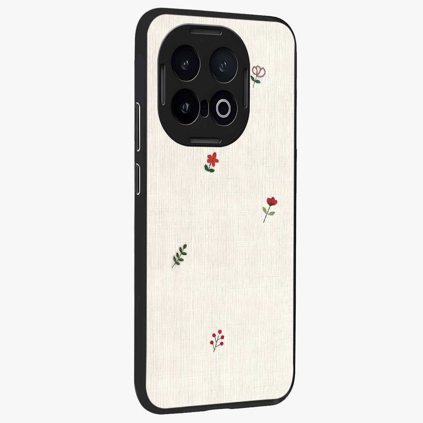 Minimalistic Blue With White Flower Pattern Glass Case upright view showcasing clean white flower artwork with calming blue theme.