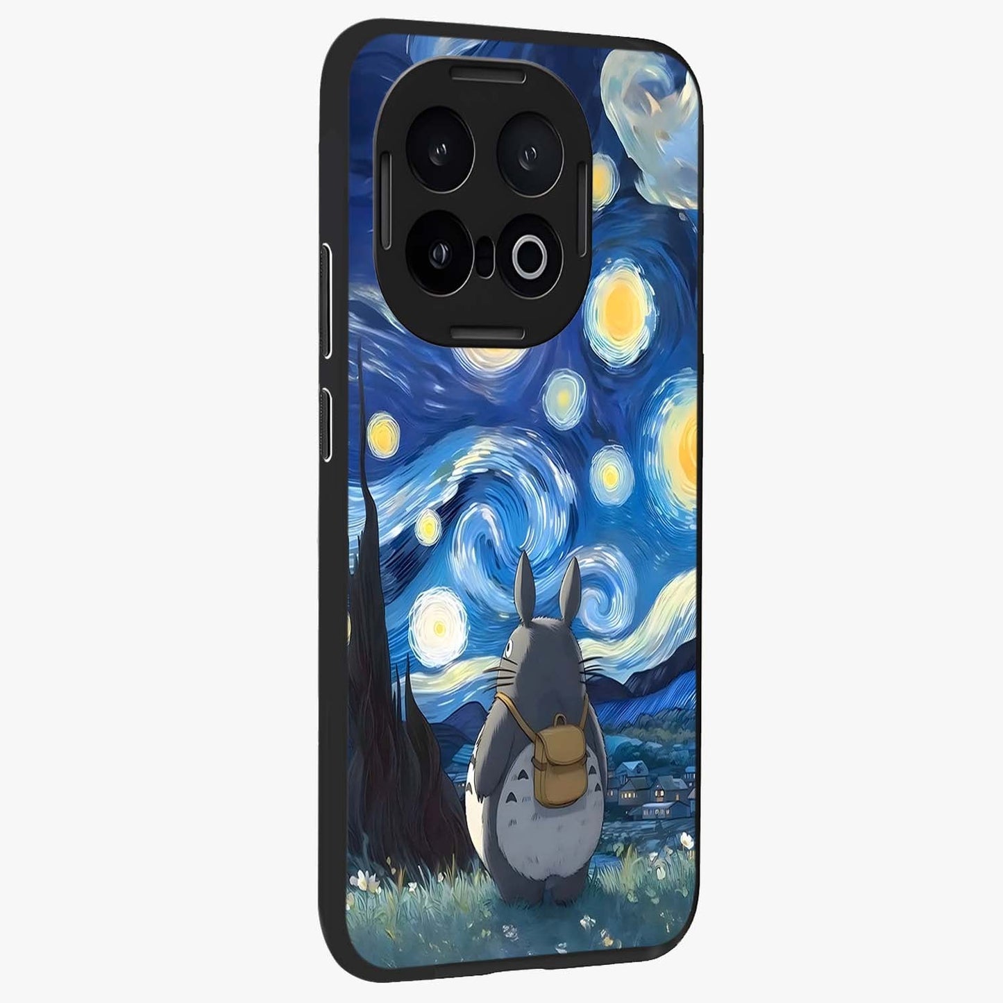 Totoro In Van Gogh Art Glass Case upright view showcasing creative character artwork with painterly artistic theme.