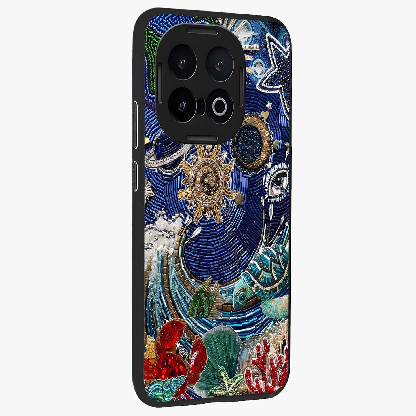 Universe Underwater Spark Glass Case upright view showcasing magical underwater galaxy artwork with vibrant cosmic theme.