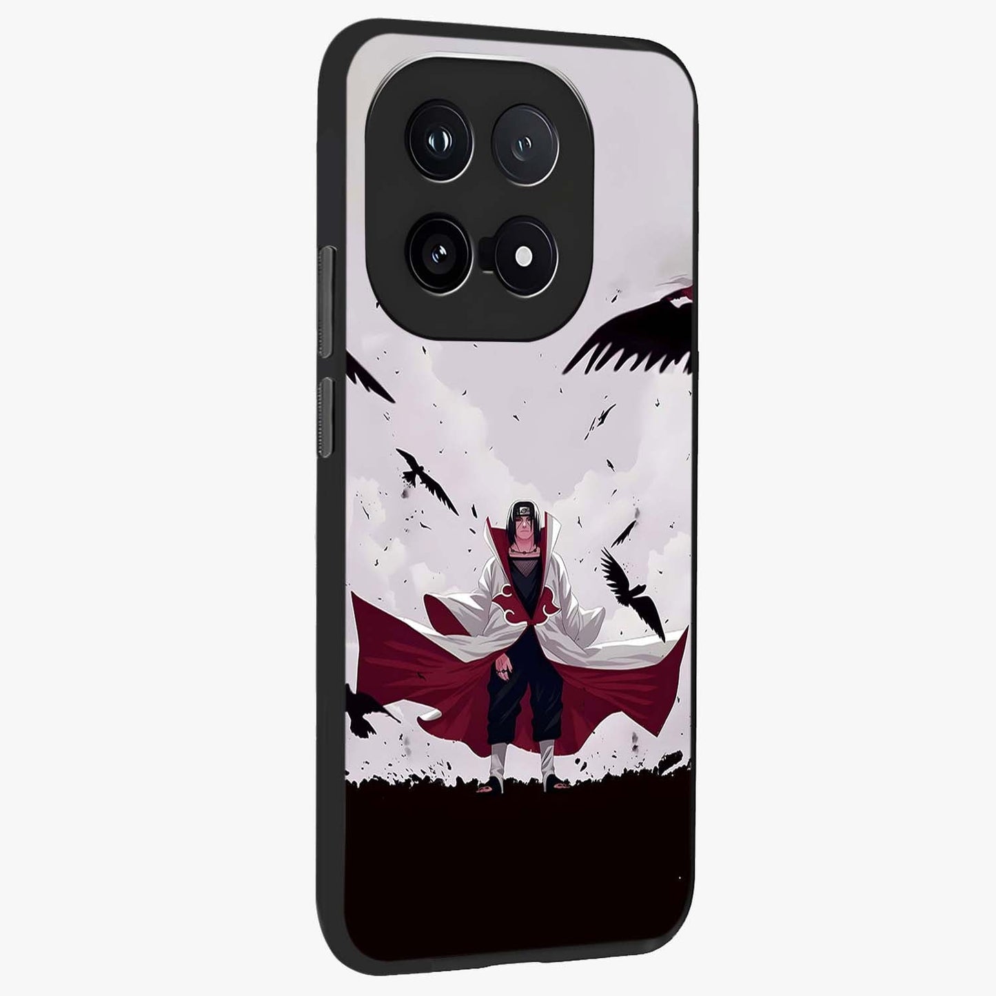 Crimson Crow Ascension Glass Case upright view showcasing dramatic crow artwork with bold gothic theme.