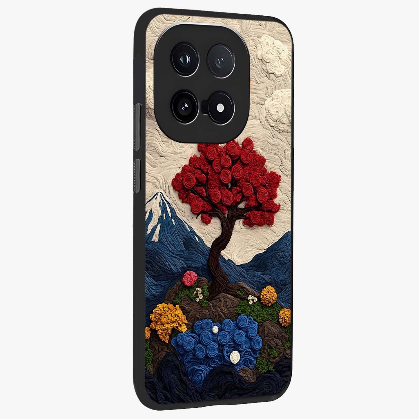 Eternal Nature Tapestry Glass Case upright view showcasing elegant nature tapestry design with decorative style.