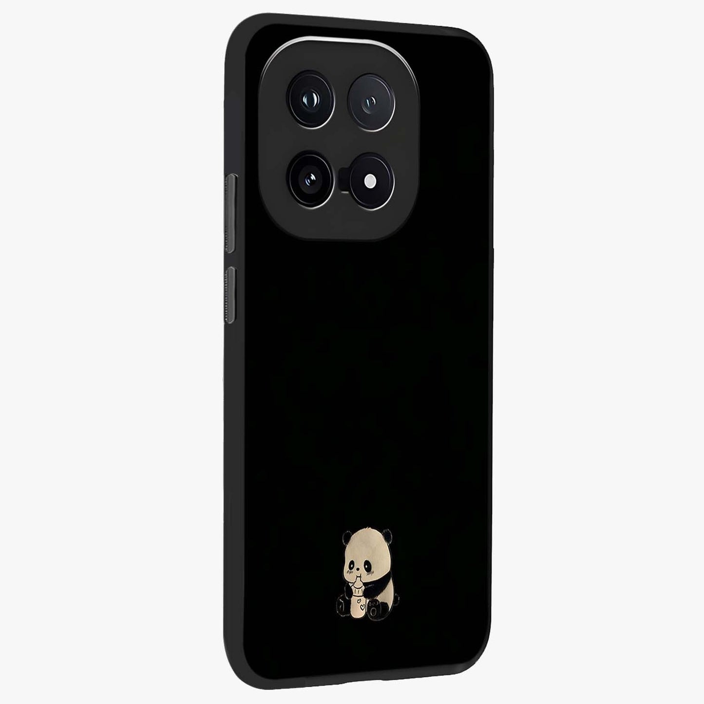Midnight Panda Love Glass Case upright view showcasing charming panda artwork with playful romantic theme.