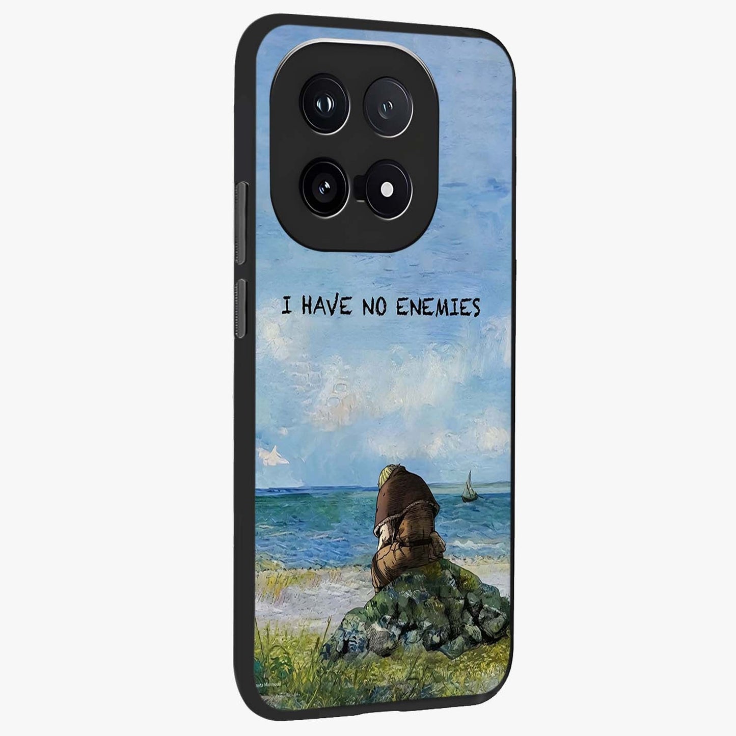 Peace Beyond War Glass Case upright view showcasing powerful peace symbol artwork with inspirational theme.