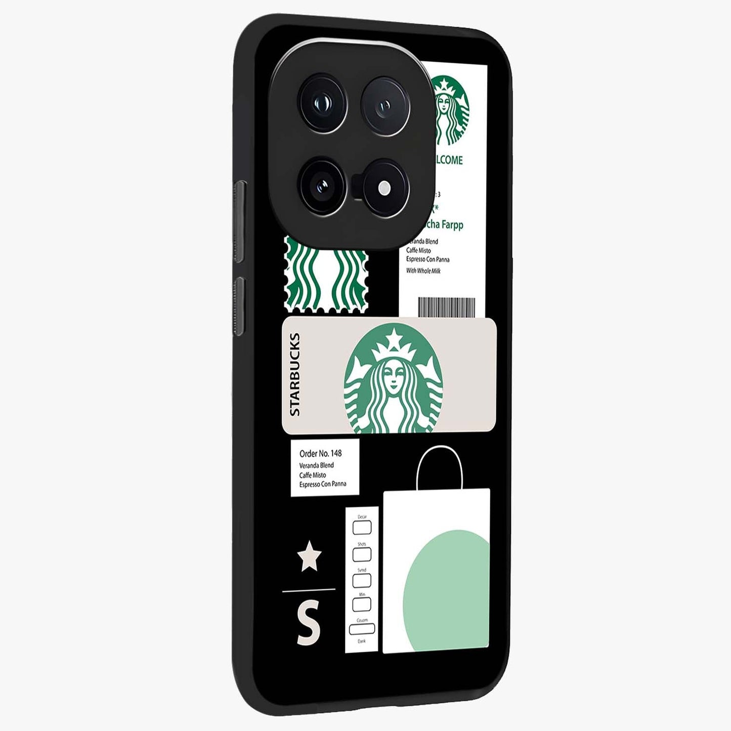 Starbucks Mocha Glass Case upright view showcasing trendy coffee inspired artwork with modern lifestyle theme.