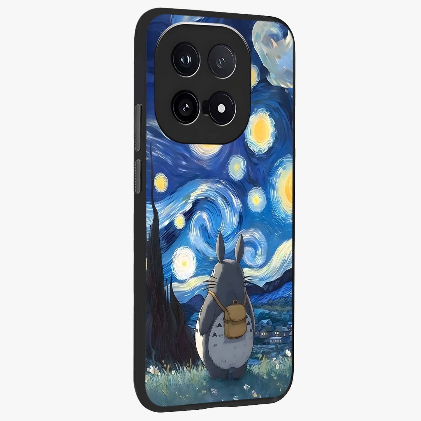 Totoro In Van Gogh Art Glass Case upright view showcasing creative character artwork with painterly artistic theme.