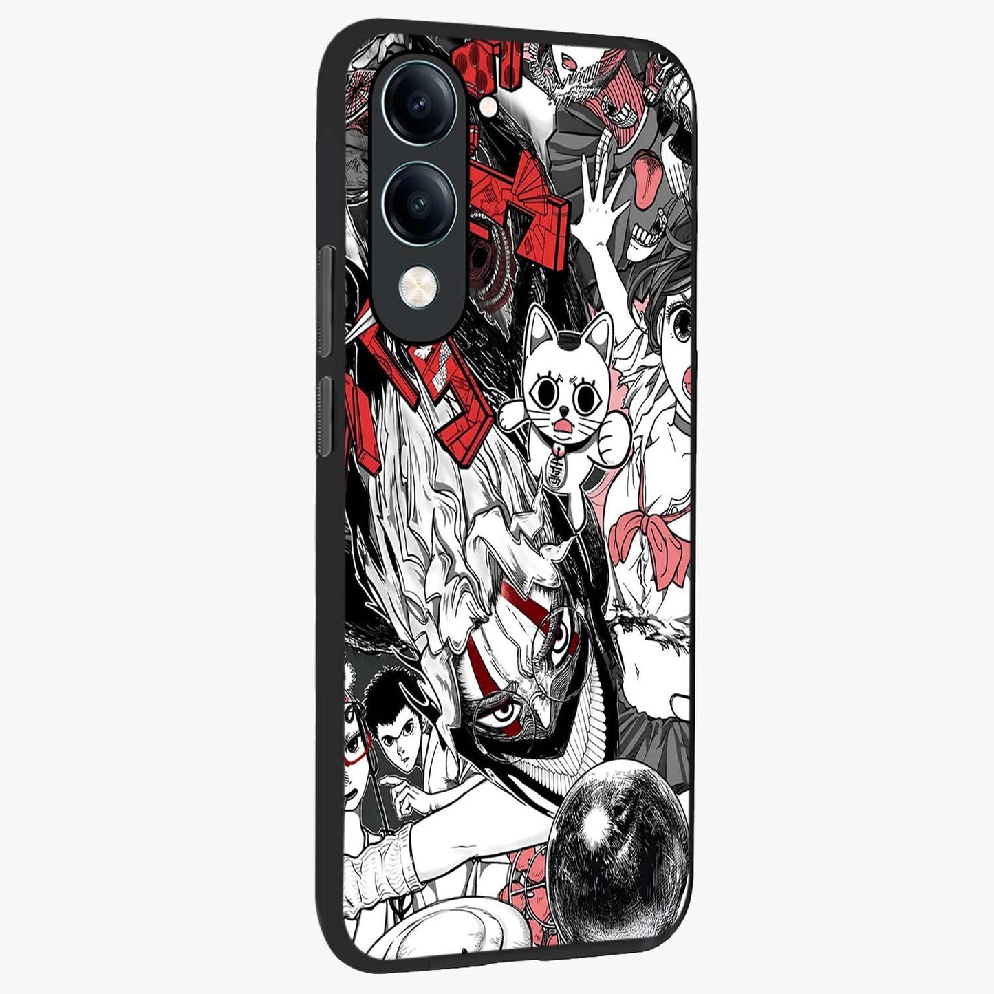 Crimson Chaos Panel Glass Case upright view showcasing intense crimson artwork with dramatic aesthetic style.