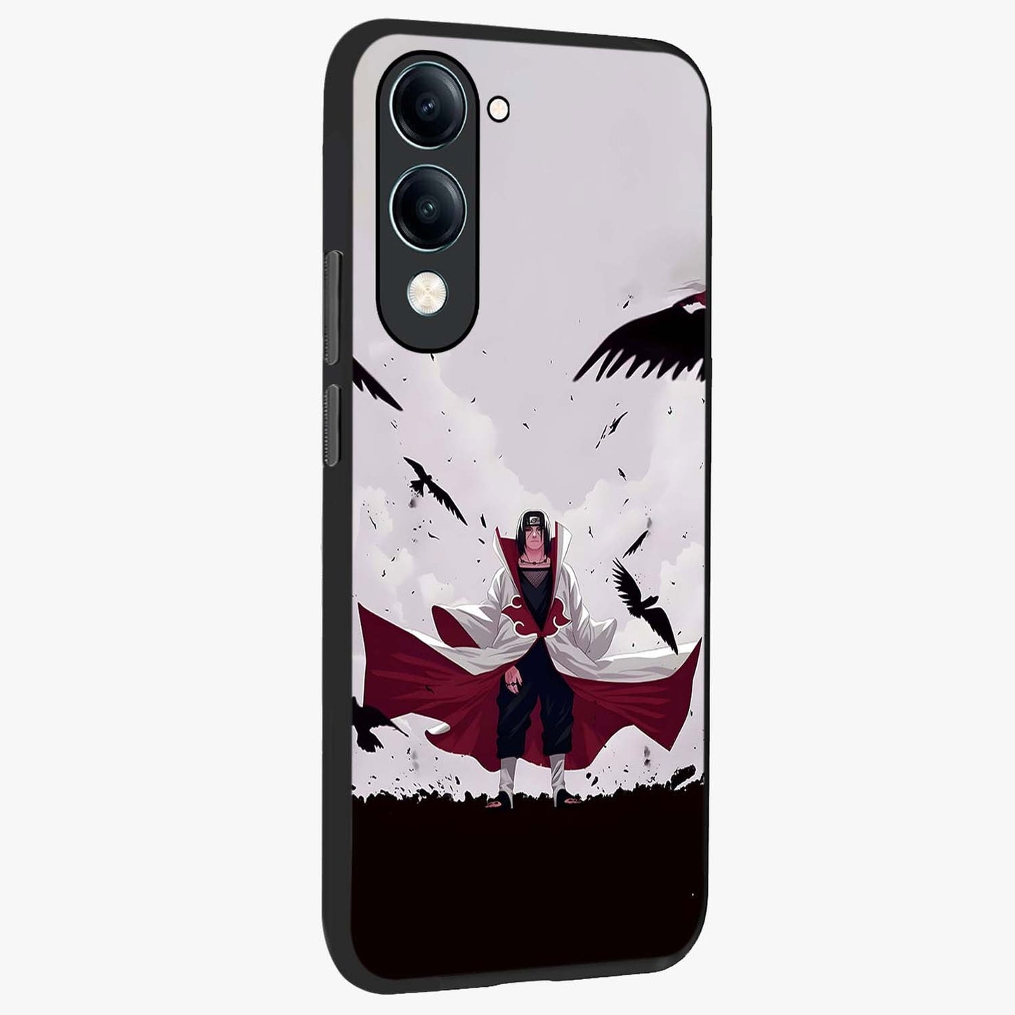 Crimson Crow Ascension Glass Case upright view showcasing dramatic crow artwork with bold gothic theme.