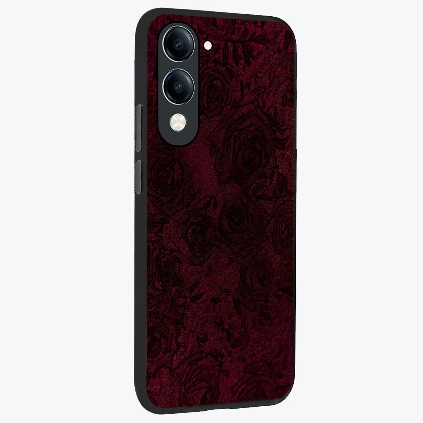 Crimson Fade Flow Glass Case upright view showcasing dynamic crimson flow artwork with stylish abstract theme.