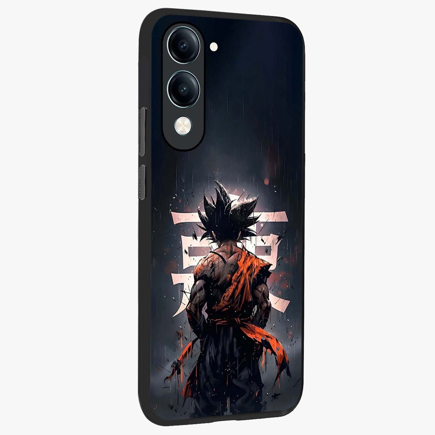 Dark Warrior In Rain Glass Case upright view showcasing powerful rainy battle scene with intense cinematic style.