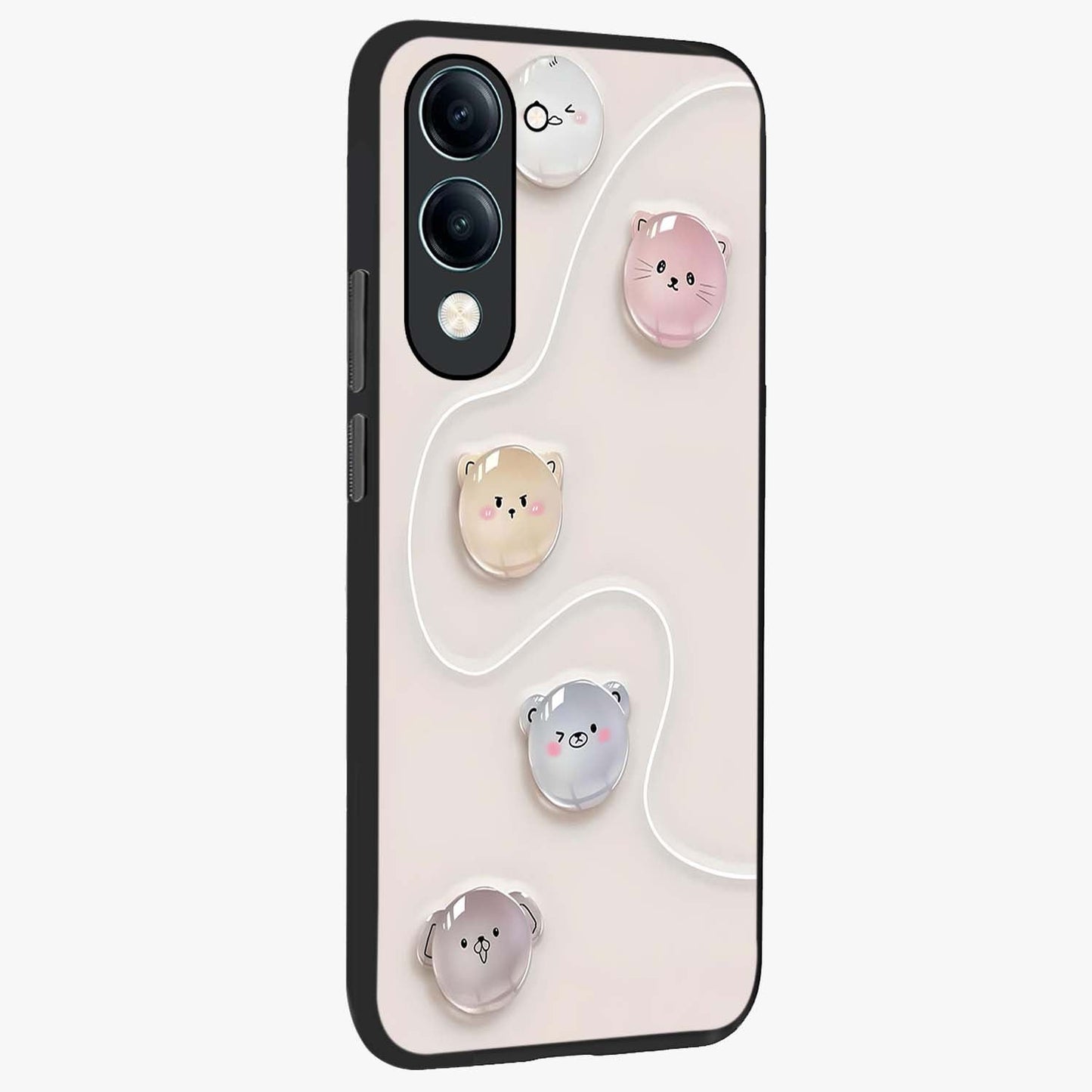 Puffy Face Parade Glass Case upright view showcasing adorable character artwork with cheerful animated theme.