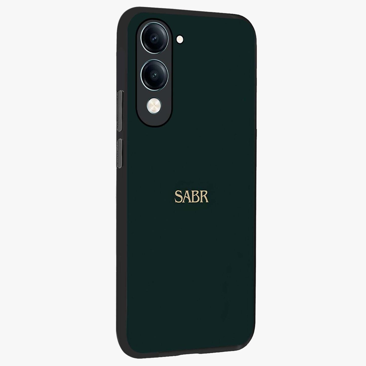 Sabr Minimal Patience Glass Case upright view showcasing calm minimalist artwork with motivational patience theme.