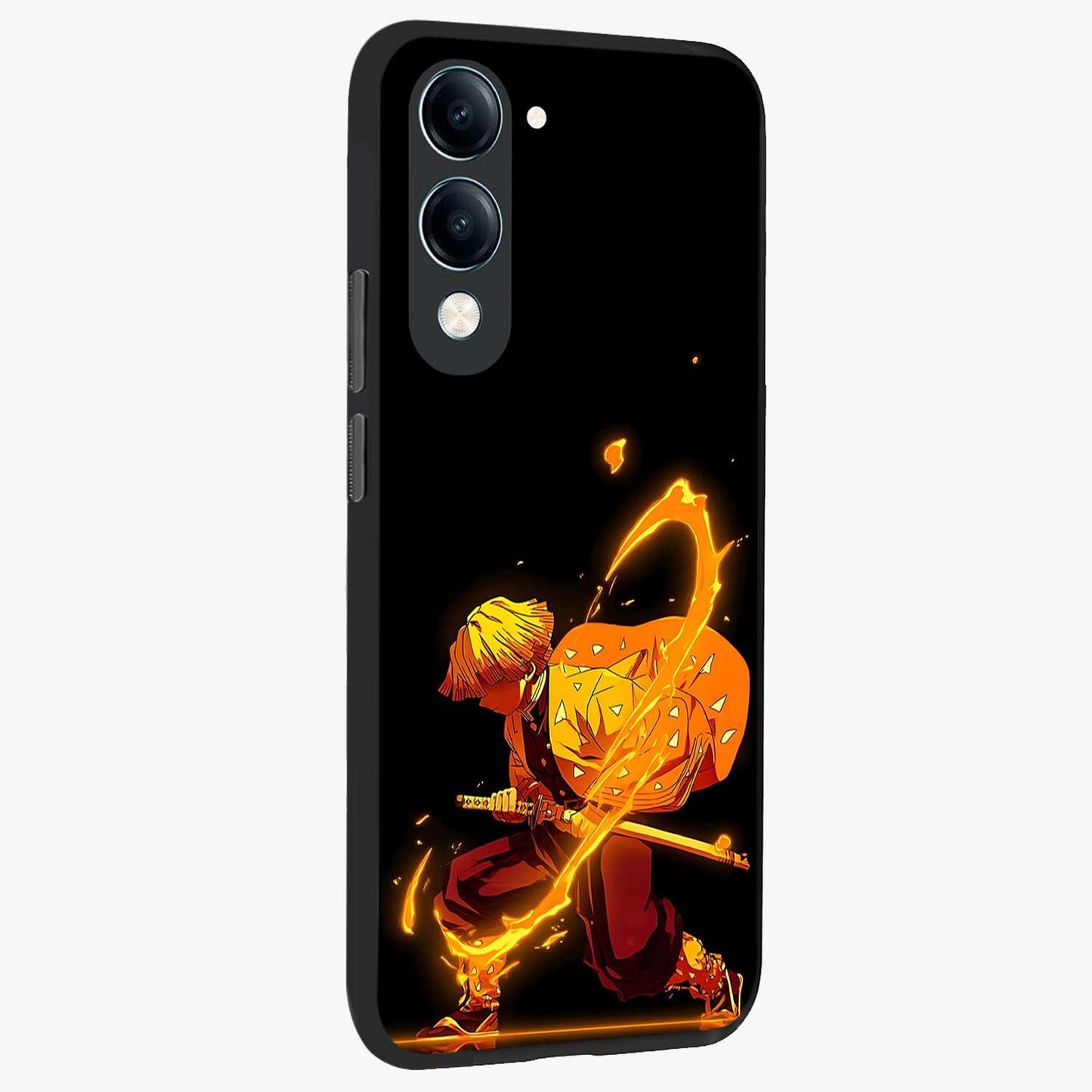 Thunder Flame Execution Glass Case upright view showcasing explosive flame artwork with dynamic action theme.