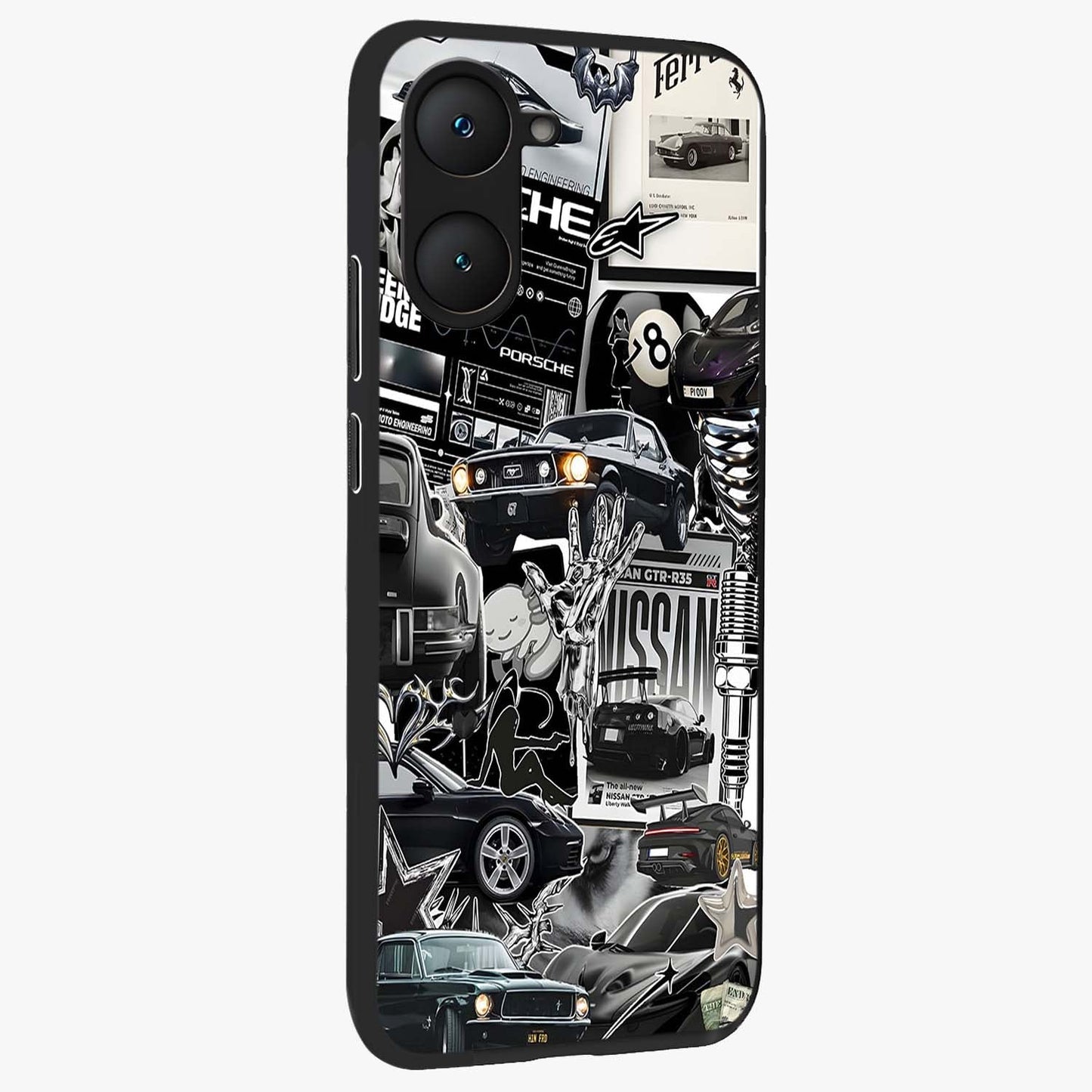 Aesthetic Dark Love Glass Case upright view showcasing dramatic romantic artwork with modern aesthetic style.