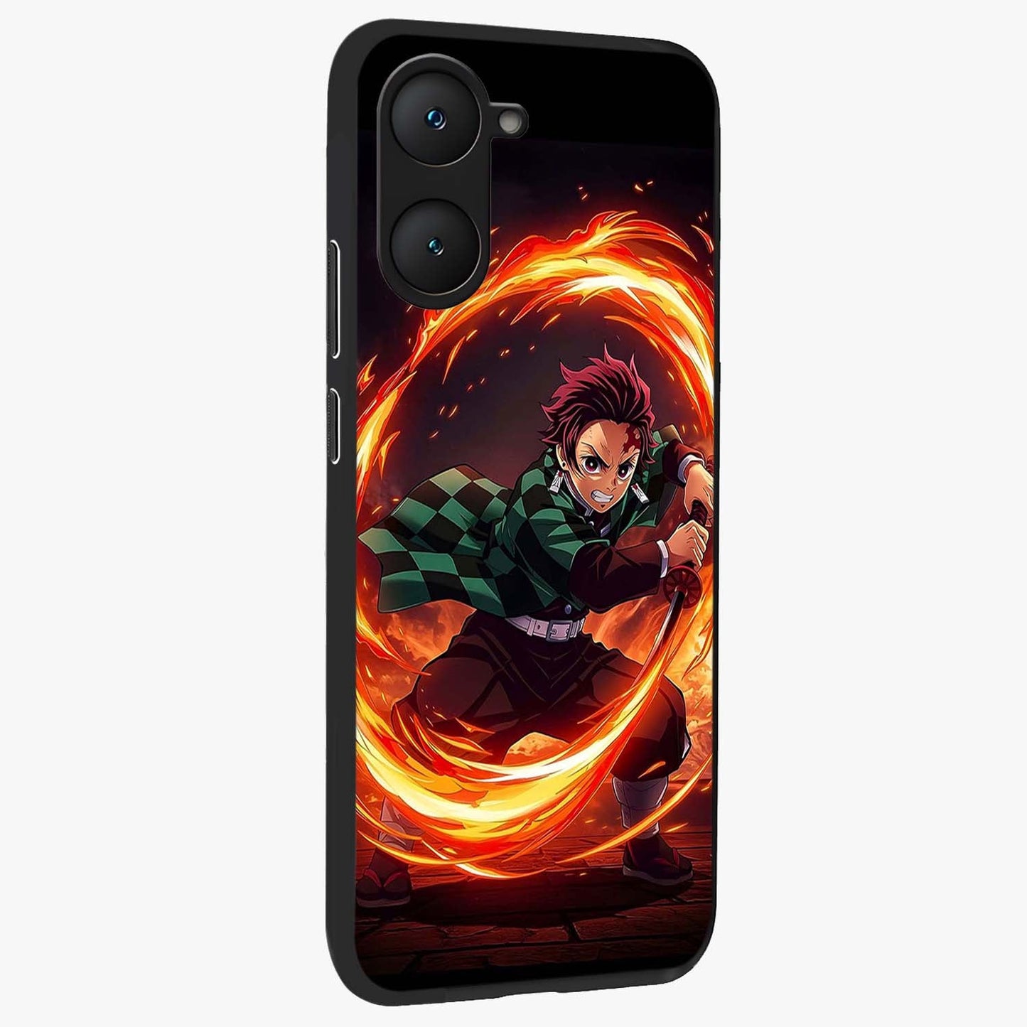 Blazing Sword Resolve Glass Case upright view showcasing dramatic warrior inspired artwork with intense visual style.