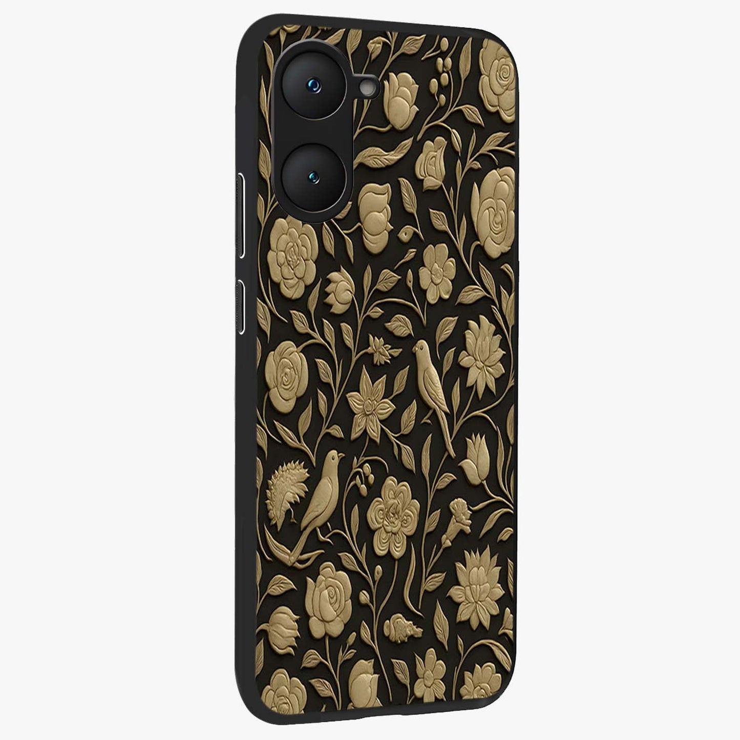 Golden Evil Eye Mandala Glass Case upright view showcasing decorative evil eye mandala artwork with spiritual aesthetic style.