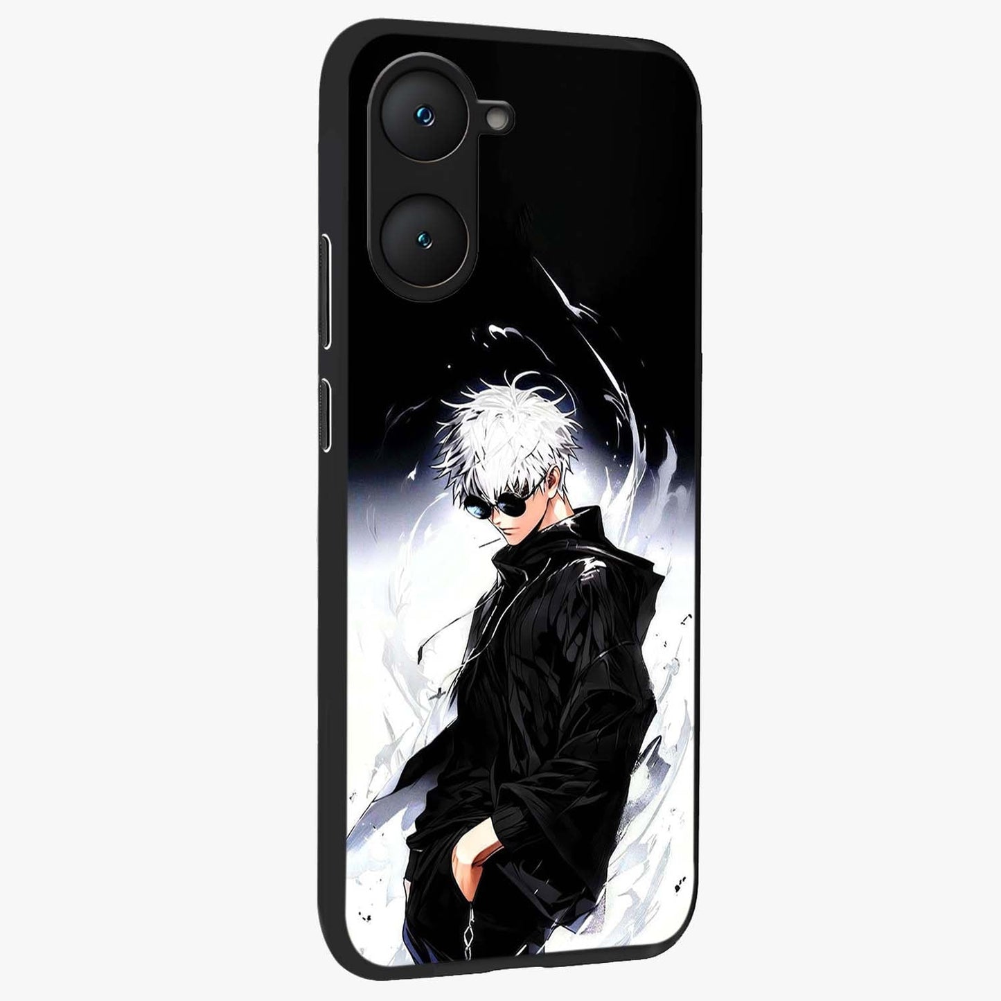 Limitless Shadow King Glass Case upright view showcasing bold shadow warrior artwork with epic fantasy theme.