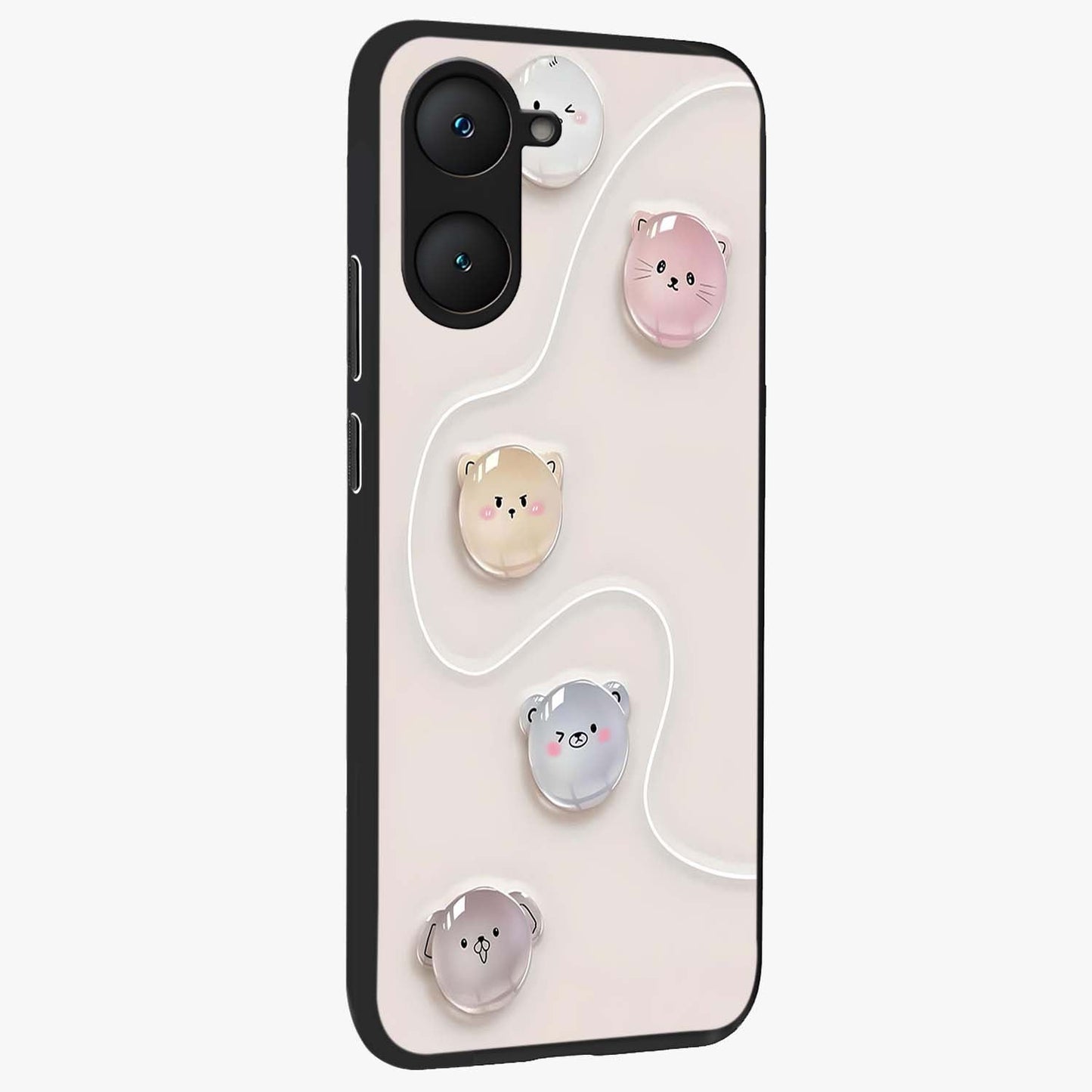 Puffy Face Parade Glass Case upright view showcasing adorable character artwork with cheerful animated theme.