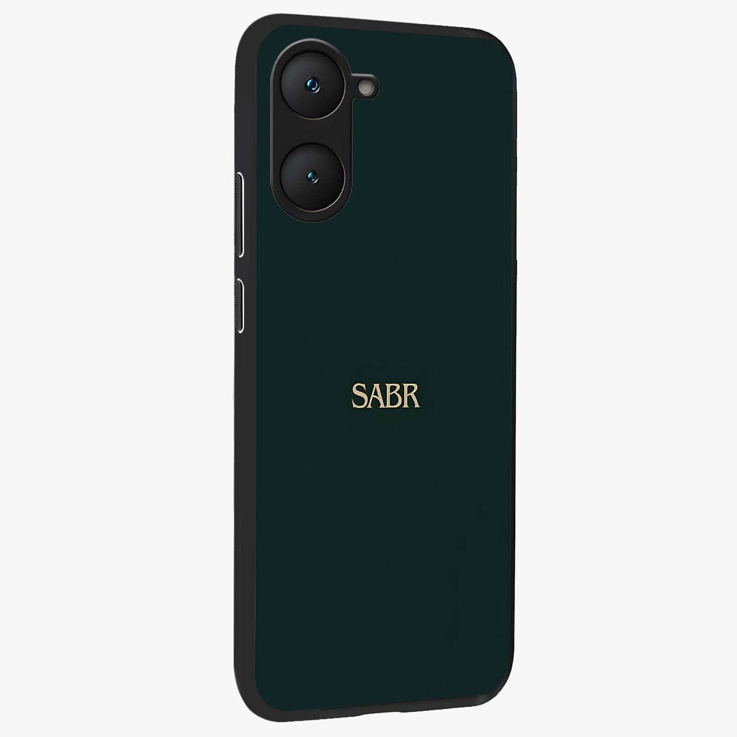 Sabr Minimal Patience Glass Case upright view showcasing calm minimalist artwork with motivational patience theme.