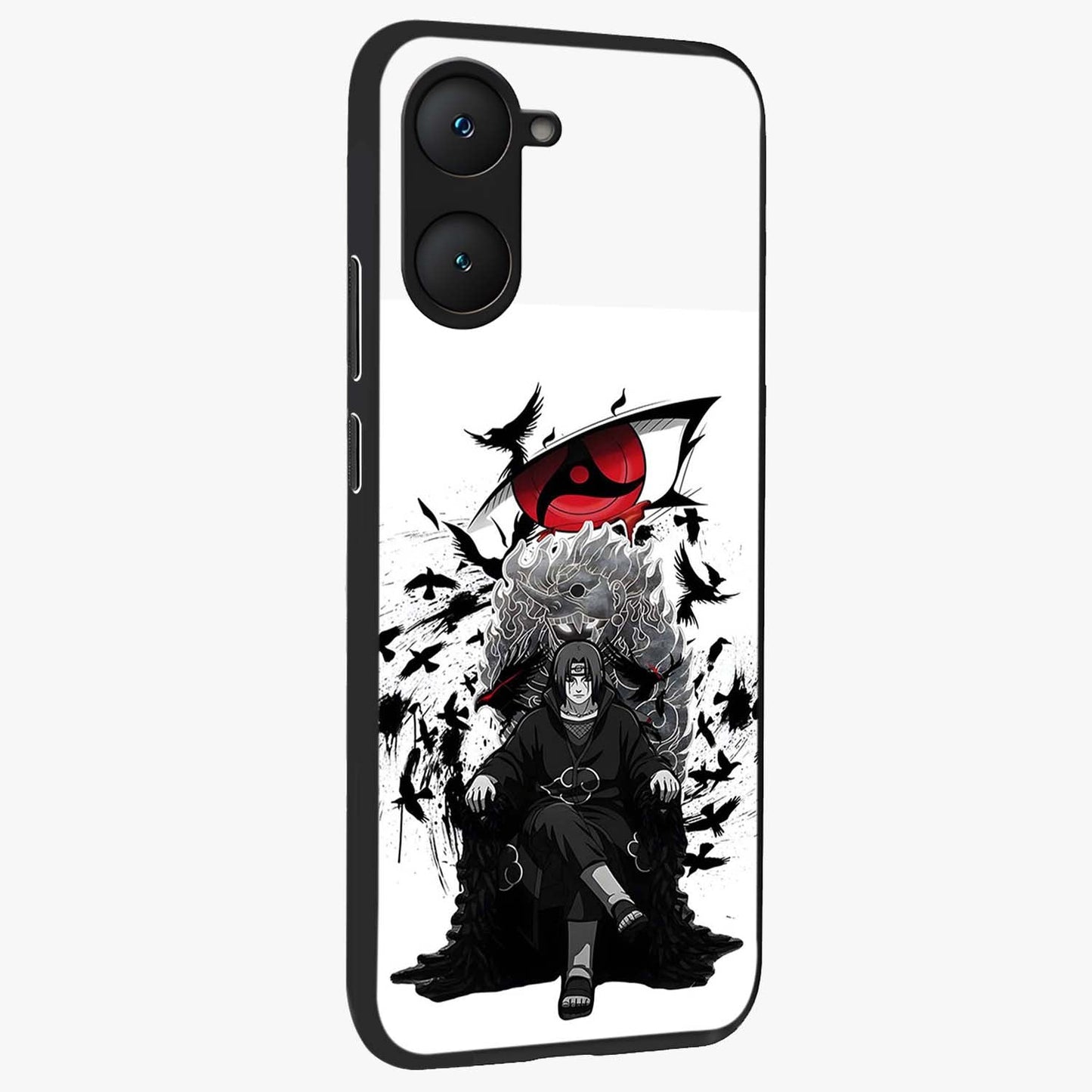 Uchiha Shadow Throne Glass Case upright view showcasing magical underwater galaxy artwork with vibrant cosmic theme.