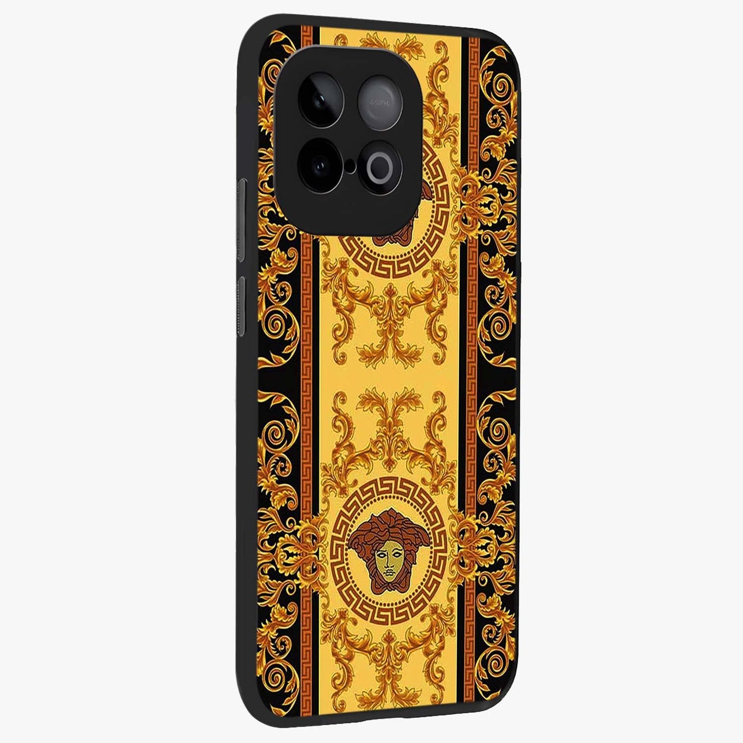 Golden Lotus Glow Glass Case upright view showcasing luminous lotus artwork with peaceful divine theme.
