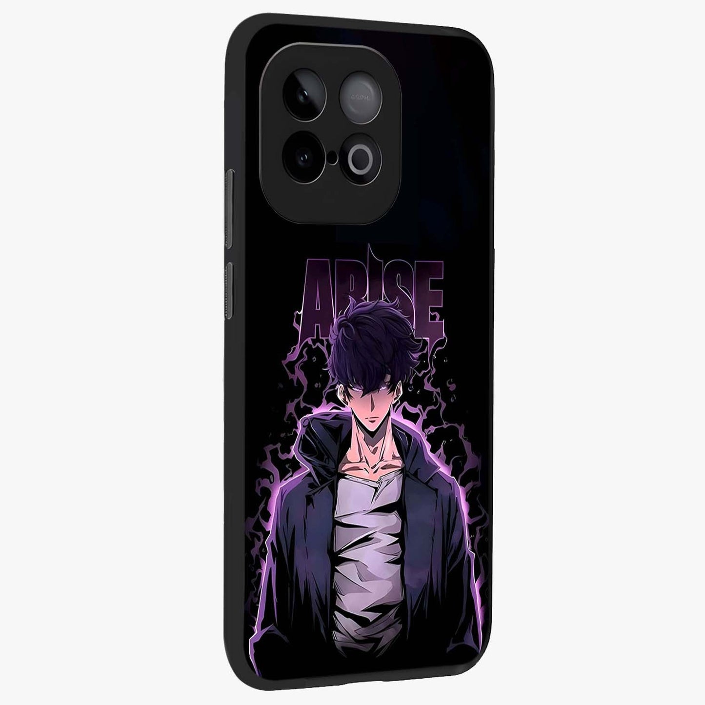 Shadow Monarch Awakening Glass Case upright view showcasing bold monarch artwork with mystical awakening theme.