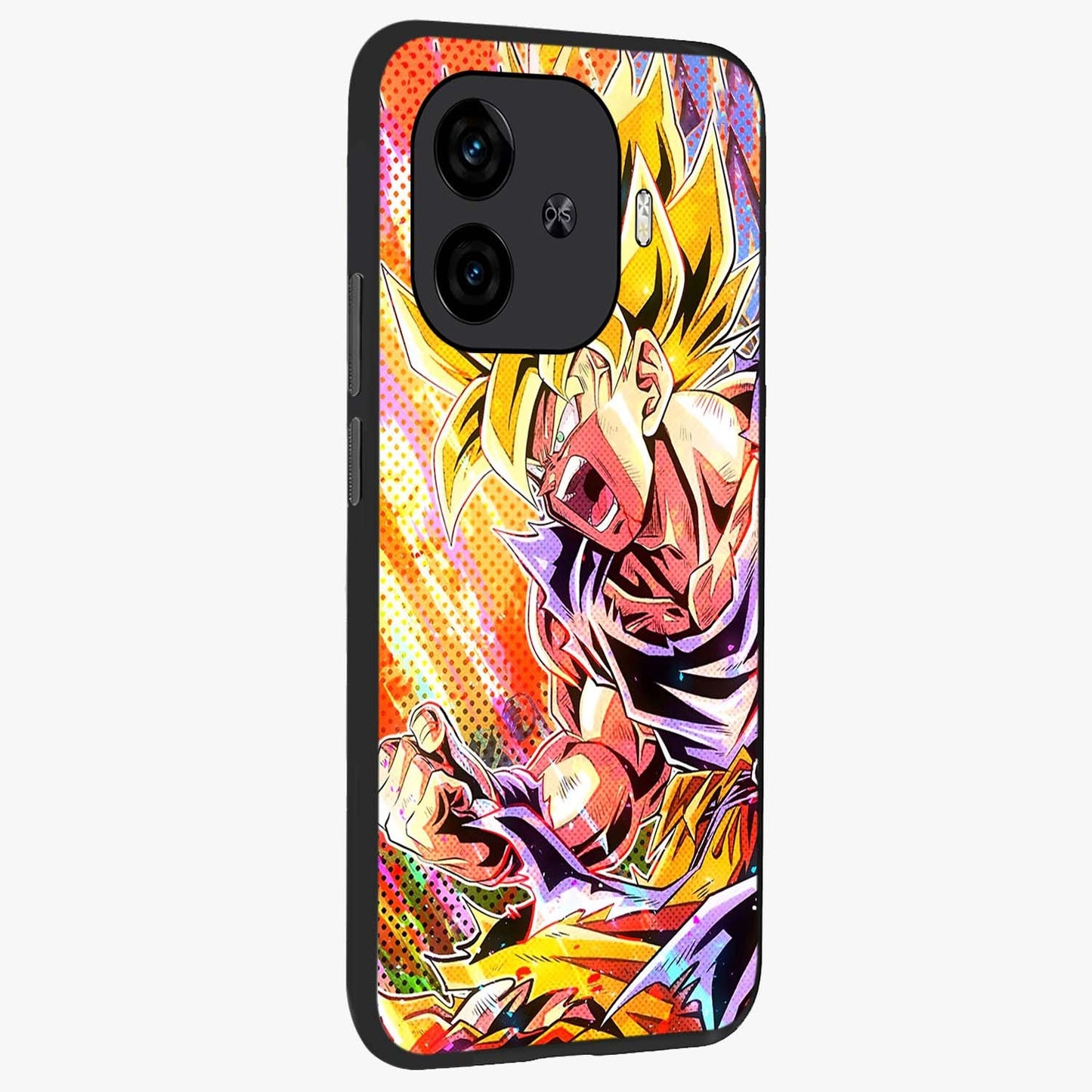 Firing Goku Glass Case upright view showcasing energetic anime artwork with bold warrior theme.