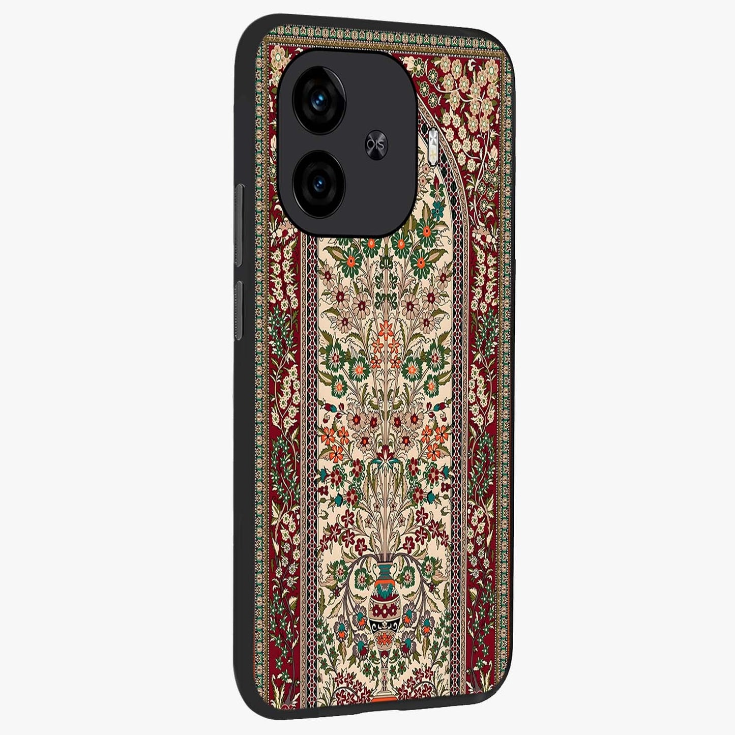 Persian Inspired Glass Case upright view showcasing decorative Persian artwork with rich heritage theme.